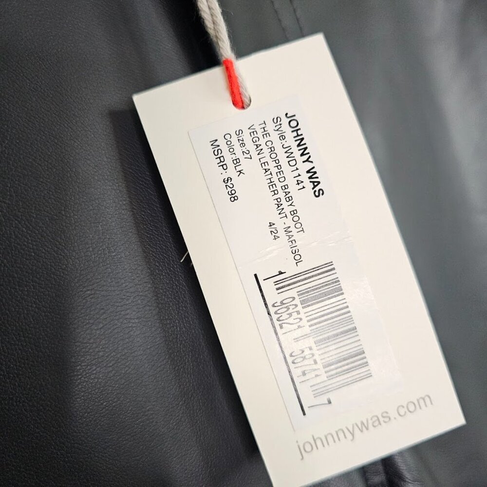 NWT JOHNNY WAS The Cropped Baby Boot Vegan Leather Pants size 27 BLACK Marisol - Picture 8 of 14